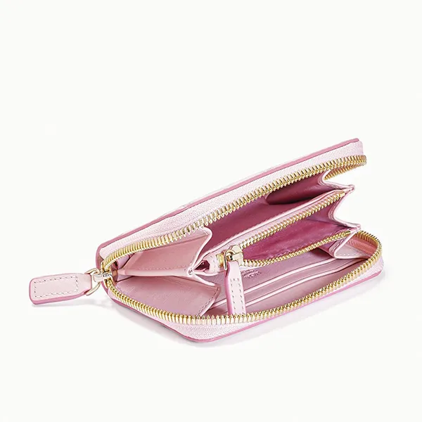 Ví Nữ MCM Mini Zip Around Wallet In Visetos Màu Hồng Phấn