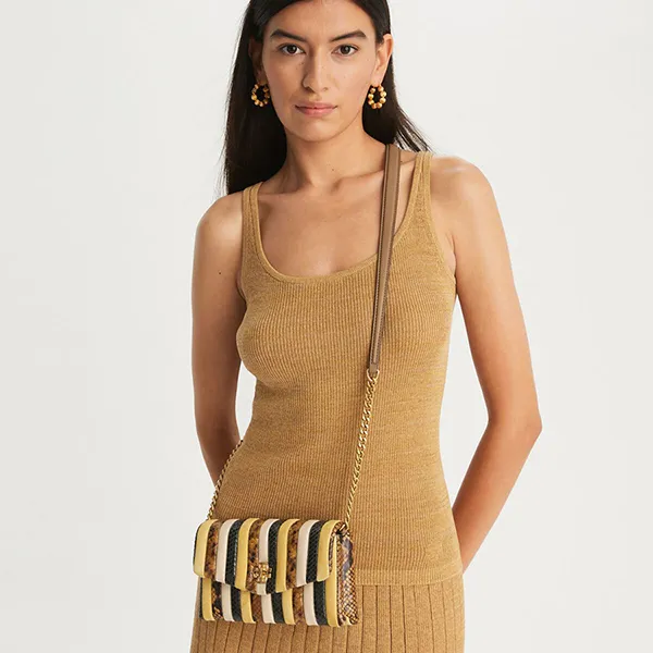 Ví Nữ Tory Burch Kira Chevron Stripe Chain Wallet Phối Màu - Túi xách - Vua Hàng Hiệu