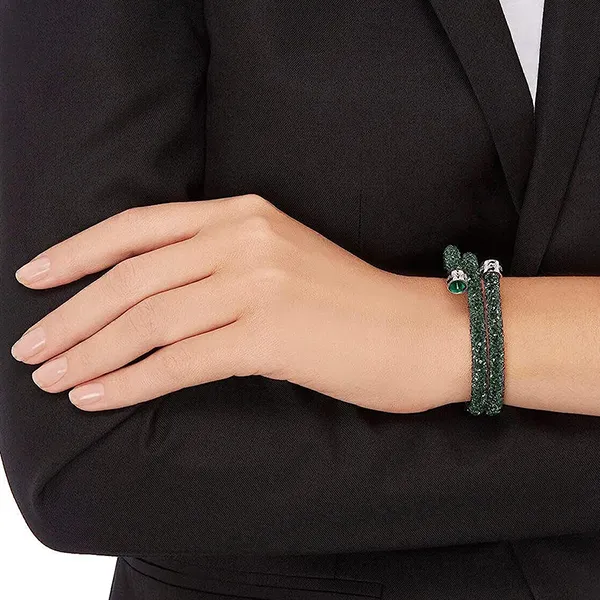 Vòng Đeo Tay Nữ Swarovski Crystaldust Double Bangle 5250687 Màu Xanh Lá