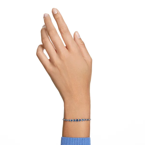 Vòng Đeo Tay Nữ Swarovski Emily Bracelet Mixed Round Cuts, Blue, Rhodium Plated 5663394 Màu Bạc Xanh