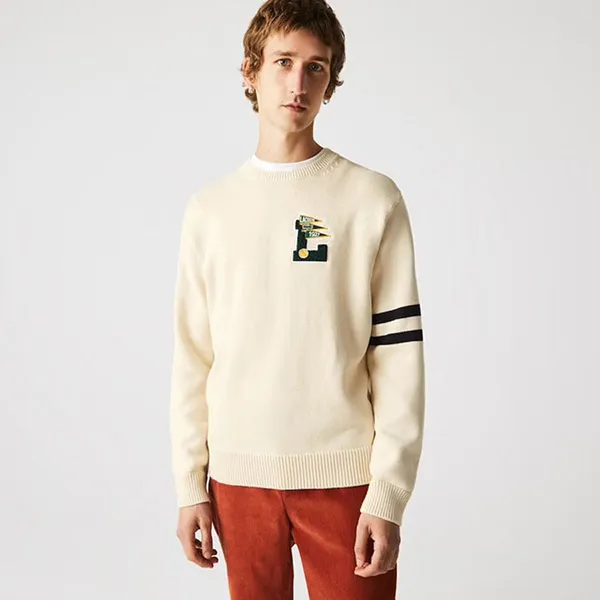 Áo Len Nam Lacoste Men’s Crew Neck Pennants L Badge Wool And Cotton Sweater Beige/Navy Blue AH6789JY1 Màu Be Nhạt Size 4 - Thời trang - Vua Hàng Hiệu