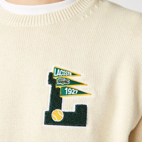 Áo Len Nam Lacoste Men’s Crew Neck Pennants L Badge Wool And Cotton Sweater Beige/Navy Blue AH6789JY1 Màu Be Nhạt Size 4 - Thời trang - Vua Hàng Hiệu