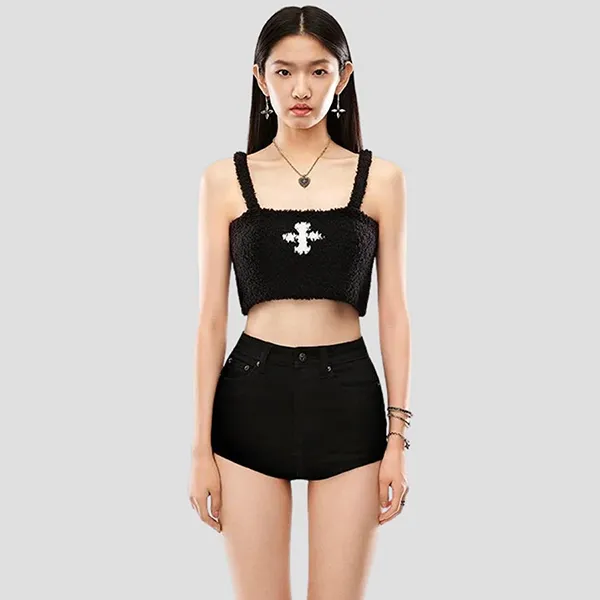Áo Ngực Nữ SMFK Tank Top Black Knitted With Vintage Logo UTK03B Màu Đen - Thời trang - Vua Hàng Hiệu