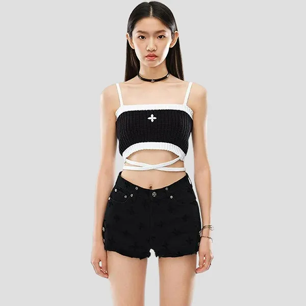 Áo Ngực Nữ SMFK Tank Top Black Knitted With Vintage Logo UTK05B Màu Đen - Thời trang - Vua Hàng Hiệu