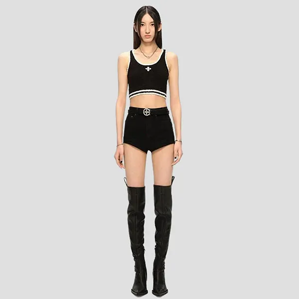 Áo Ngực Nữ SMFK Tank Top Black Knitted With Vintage Logo UTK06BW Màu Đen - Thời trang - Vua Hàng Hiệu