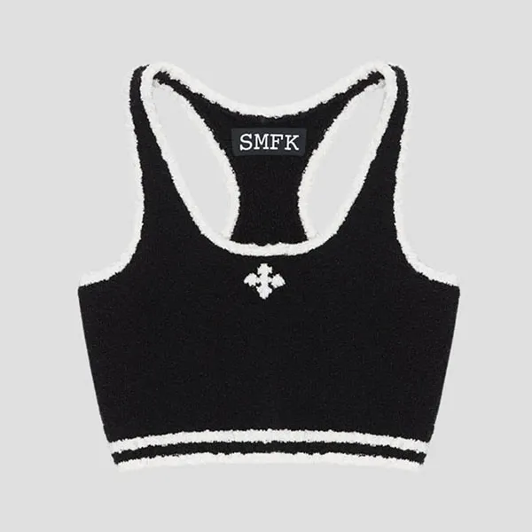 Áo Ngực Nữ SMFK Tank Top Black Knitted With Vintage Logo UTK06BW Màu Đen - Thời trang - Vua Hàng Hiệu