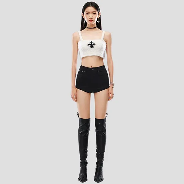 Áo Ngực Nữ SMFK Tank Top White Knitted With Vintage Logo UTK03W Màu Trắng - Thời trang - Vua Hàng Hiệu