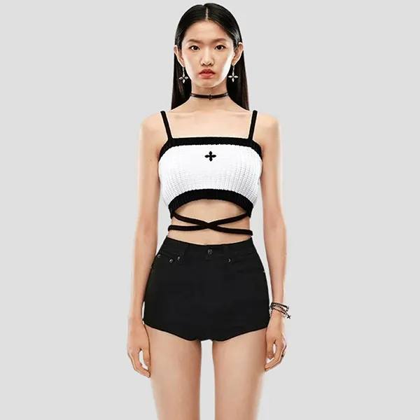 Áo Ngực Nữ SMFK Tank Top White Knitted With Vintage Logo UTK05W Màu Trắng - Thời trang - Vua Hàng Hiệu