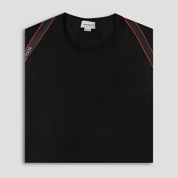 Áo Phông Nam Alexander McQueen Black With Logo Tape Harness Tshirt 659607/QUX061000 Màu Đen
