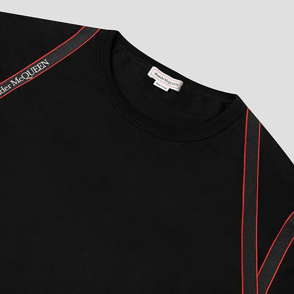 Áo Phông Nam Alexander McQueen Black With Logo Tape Harness Tshirt 659607/QUX061000 Màu Đen