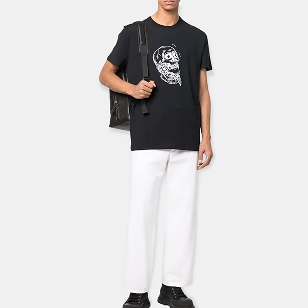 Áo Phông Nam Alexander McQueen Skull T-Shirt 687715QSZ87 Màu Đen Size XS