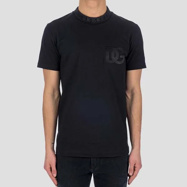 Áo Phông Nam Dolce & Gabbana D&G Black With DG Logo Printed Tshirt G8PJ4Z HU7MA N0000 Màu Đen Size 44