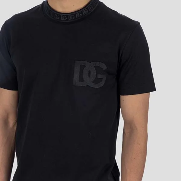 Áo Phông Nam Dolce & Gabbana D&G Black With DG Logo Printed Tshirt G8PJ4Z HU7MA N0000 Màu Đen Size 44