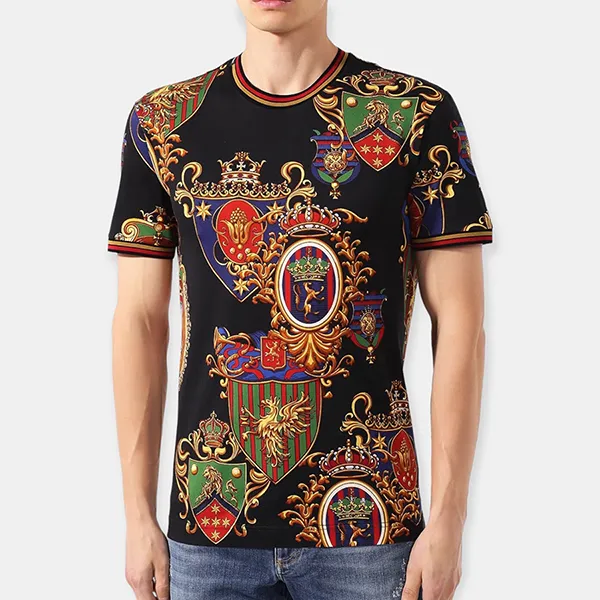 Áo Phông Nam Dolce & Gabbana D&G T-Shirt G8KC0TFS778 Hoạ Tiết Phối Màu Size 44 - Thời trang - Vua Hàng Hiệu