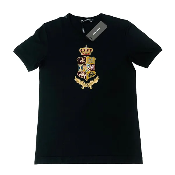 Áo Phông Nam Dolce & Gabbana D&G Thêu Vương Miện T-Shirt G8HI7ZG7LJF Màu Đen Size 44 - 2