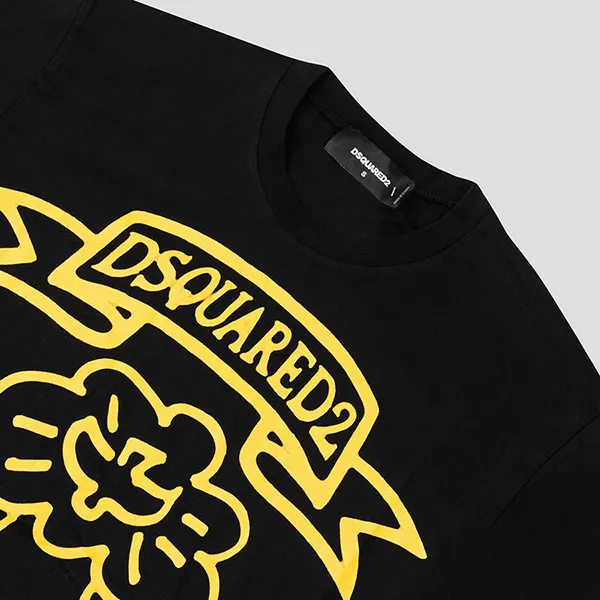 Áo Phông Nam Dsquared2 Black With Logo Printed Tshirt S71GD0942 S22427 900 Màu Đen