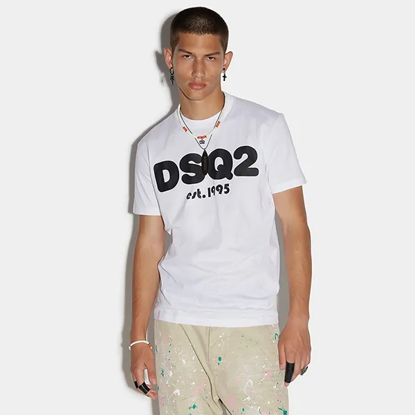 Áo Phông Nam Dsquared2 Cool T-Shirt S74GD1086S23009100 Màu Trắng Size S