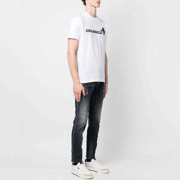 Áo Phông Nam Dsquared2 Maple Cool T-Shirt S74GD1086S23009100 Màu Trắng Size S