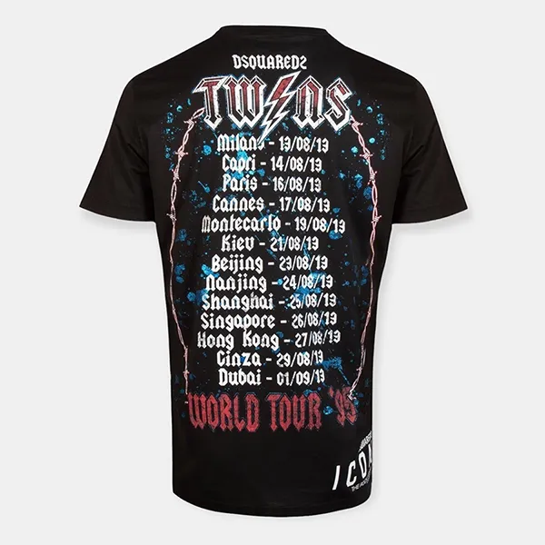 Áo Phông Nam Dsquared2 Twins World Tour T-Shirt S79GC0008S22427900 Màu Đen Size 44 - Thời trang - Vua Hàng Hiệu