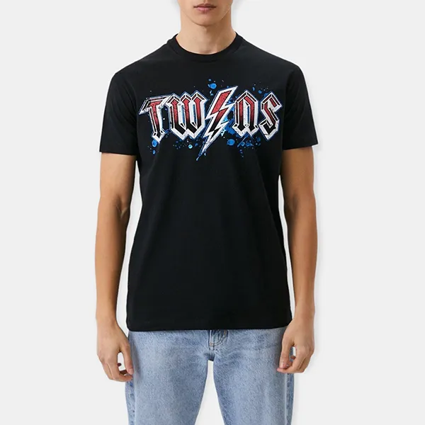 Áo Phông Nam Dsquared2 Twins World Tour T-Shirt S79GC0008S22427900 Màu Đen Size 44 - Thời trang - Vua Hàng Hiệu