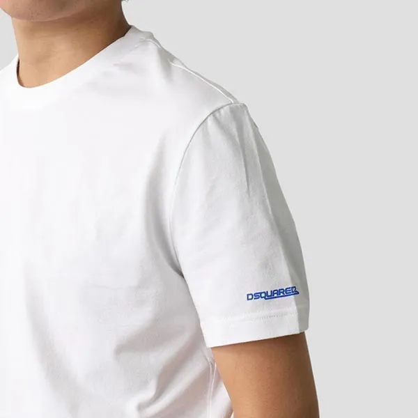 Áo Phông Nam Dsquared2 White With Logo Printed Tshirt D9M204550/100 Màu Trắng