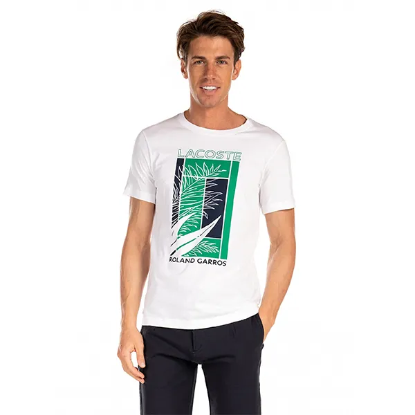 Áo Phông Nam Lacoste Men Regular Fit Cotton TShirt TH3637DG9 Màu Trắng Size 5