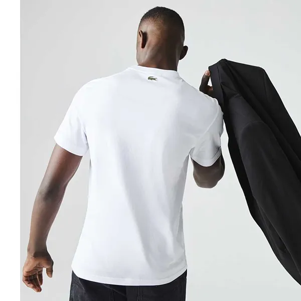 Áo Phông Nam Lacoste Men Regular Fit TShirt TH0061001 Màu Trắng Size 3