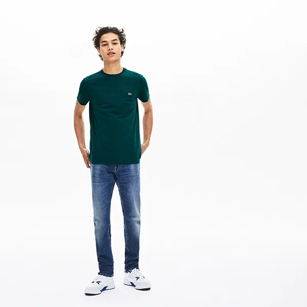 Áo Phông Nam Lacoste Men's Regular Fit TH6709GFS T-Shirt Màu Xanh Green Size 2