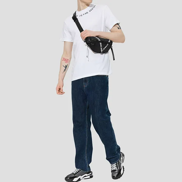 Áo Phông Nam Versace Jean Couture White Logo Collar Rub Tshirt 74GAHT17 CJ00T 003 Màu Trắng