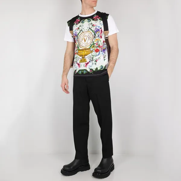 Áo Phông Nam Versace Jeans Couture T-Shirt 74GAH6SGJS174G03 Màu Trắng Họa Tiết Size M - Thời trang - Vua Hàng Hiệu