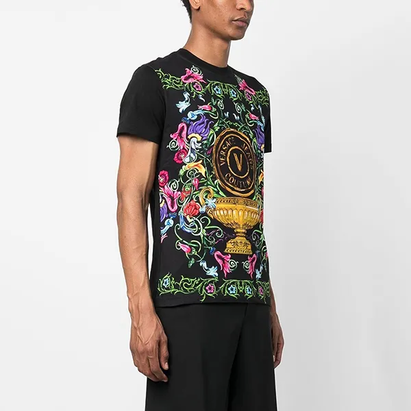 Áo Phông Nam Versace Jeans Couture T-Shirt 74GAH6SGJS174G89 Màu Đen Họa Tiết Size S