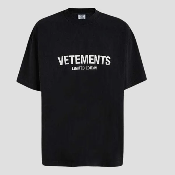Áo Phông Nam Vetements Black With Logo Printed Tshirt UE63TR720XWASHEDBLACK Màu Đen - Thời trang - Vua Hàng Hiệu