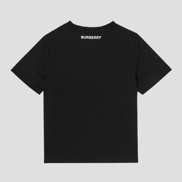 Áo Phông Nữ Burberry Black With Cedar Check Camel Printed Tshirt 8064784 Màu Đen