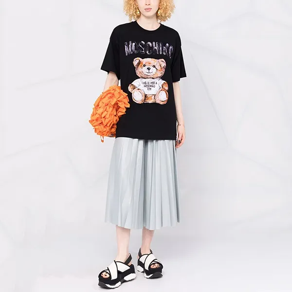 Áo Phông Nữ Moschino Teddy Bear Print T-Shirt V070254401555 Màu Đen Size XS