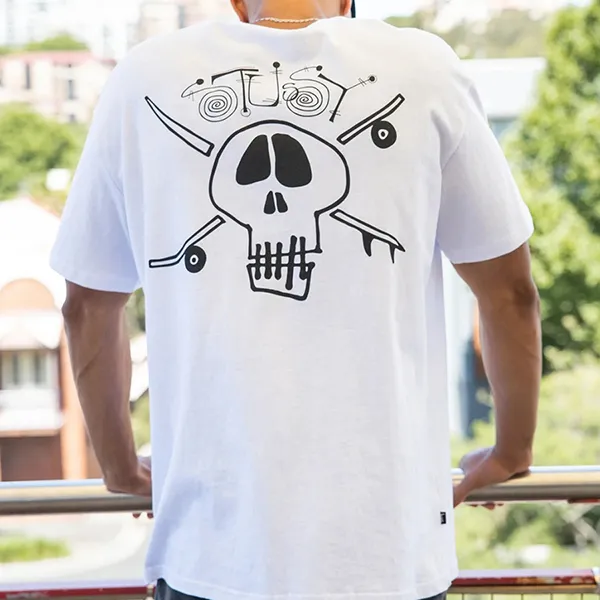 Áo Phông Unisex Stussy Suft Skate Skull Tee White TShirt Màu Trắng - 1