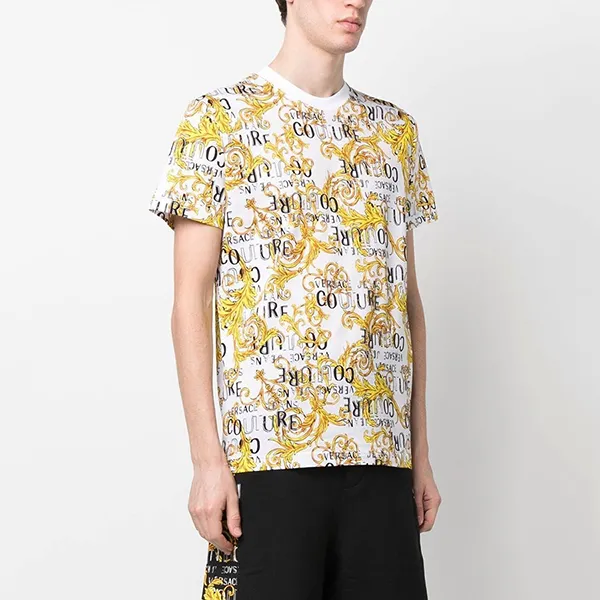 Áo Phông Versace Jeans Couture Baroque-Print T-Shirt 74GAH6S0JS161G03 Màu Trắng Họa Tiết Size S - Thời trang - Vua Hàng Hiệu