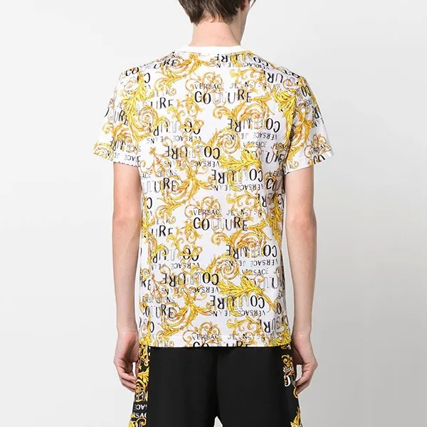 Áo Phông Versace Jeans Couture Baroque-Print T-Shirt 74GAH6S0JS161G03 Màu Trắng Họa Tiết Size S - Thời trang - Vua Hàng Hiệu
