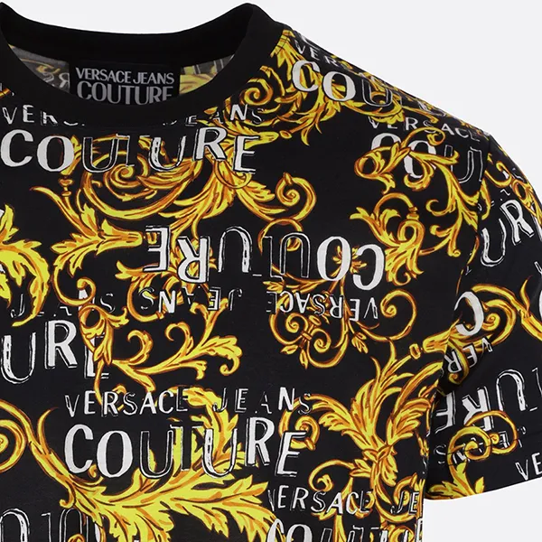 Áo Phông Versace Jeans Couture Baroque-Print T-Shirt 74GAH6S0JS161G89 Màu Đen Họa Tiết Size S