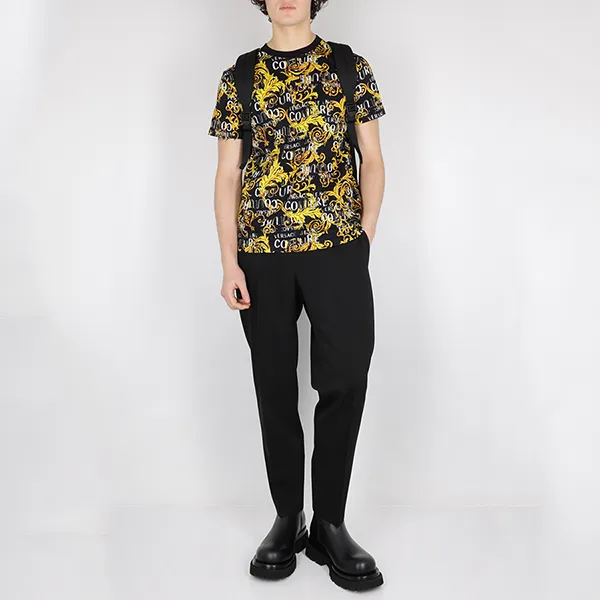 Áo Phông Versace Jeans Couture Baroque-Print T-Shirt 74GAH6S0JS161G89 Màu Đen Họa Tiết Size S