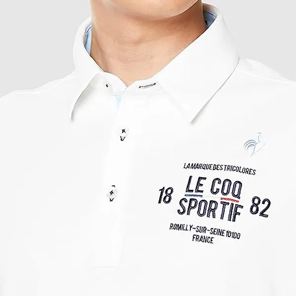Áo Polo Nam Le Coq Sportif Golf Men's Short Sleeve Shirt QGMVJA02 Màu Trắng