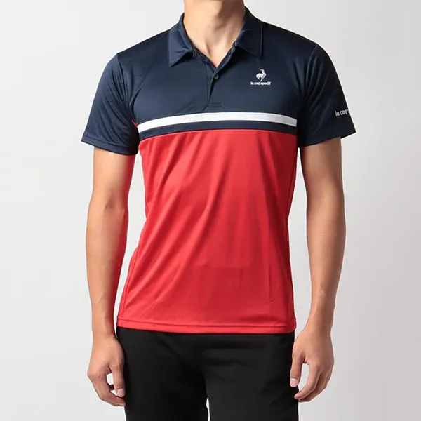 Áo Polo Nam Le Coq Sportif Short Sleeve Shirt QTUPJA70 Màu Navy/Đỏ