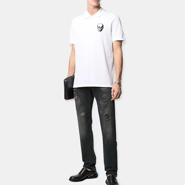 Áo Polo Nam Alexander Mcqueen 650418QQX331001 Màu Trắng Size S