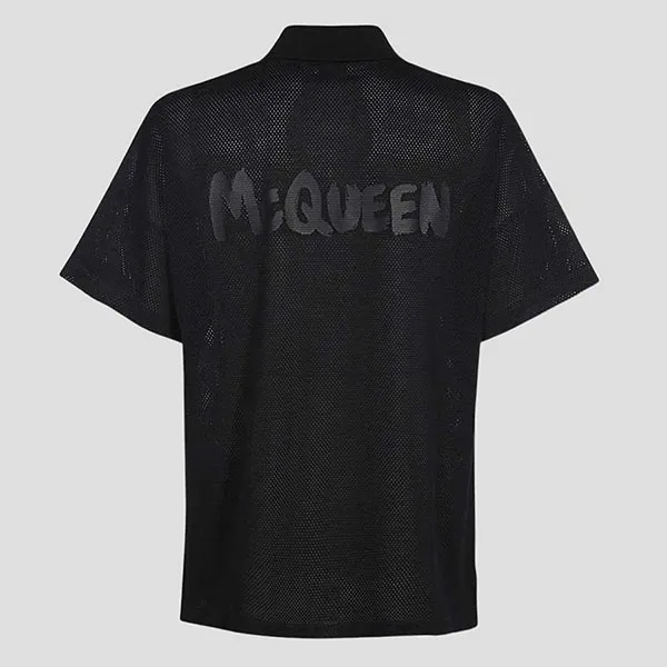 Áo Polo Nam Alexander McQueen Black With Logo Printed 750664 QVZ13 0901 Màu Đen