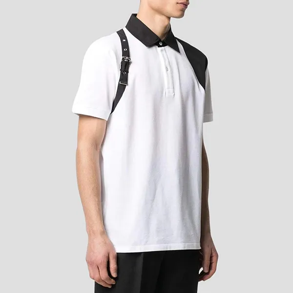 Áo Polo Nam Alexander McQueen White With Strap 626802 QRX33 9000 Màu Trắng - Thời trang - Vua Hàng Hiệu