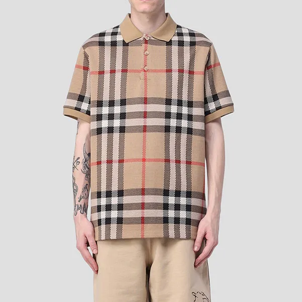 Áo Polo Nam Burberry Beige With Vintage Check Printed 8072663 Màu Be