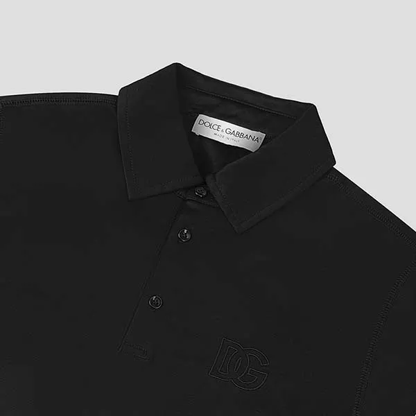 Áo Polo Nam Dolce & Gabbana D&G Black Logo Embroidered G8Q04T FU7PY N0000 Màu Đen Size 46