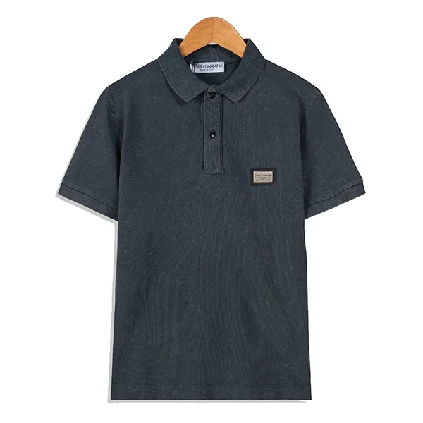 Áo Polo Nam Dolce & Gabbana D&G G8QO4TG7I7PS9001 Màu Xanh Xám Size 46