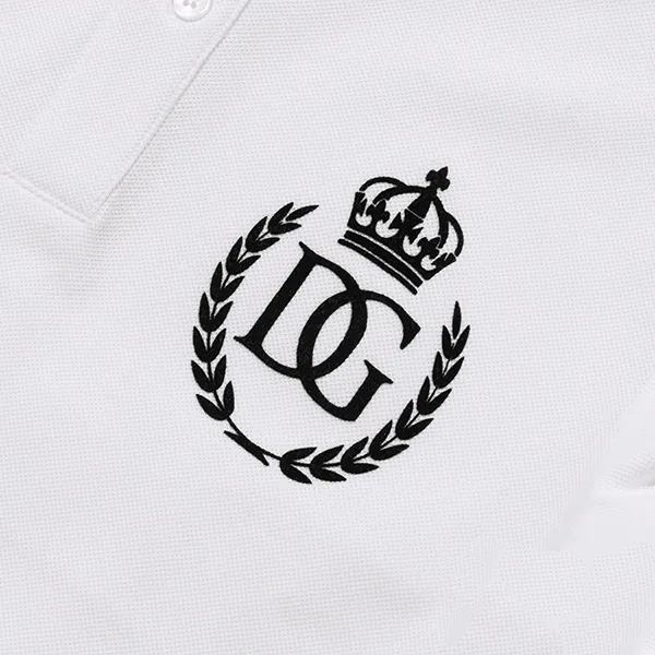 Áo Polo Nam Dolce & Gabbana D&G Tag Vương Miện G8QO4TG7I7QW0800 Màu Trắng Size 44