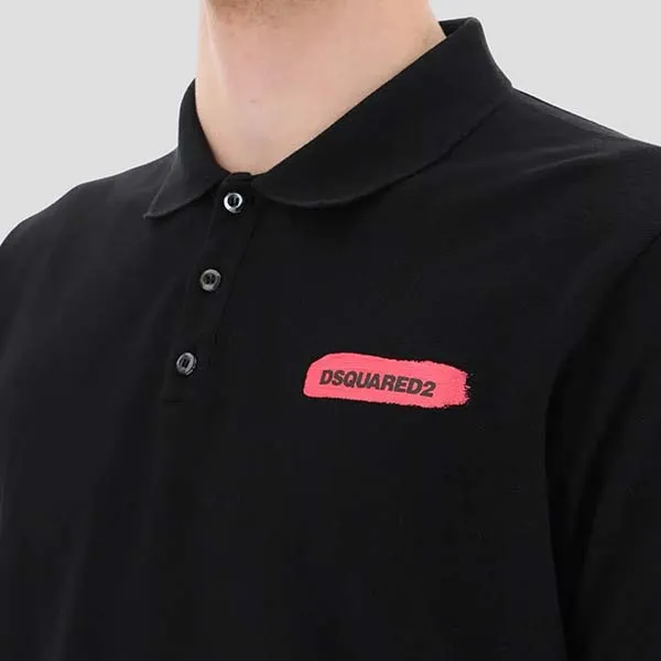 Áo Polo Nam Dsquared2 Black With Red Logo Printed S74GL0073 S22743 900 Màu Đen Size S - Thời trang - Vua Hàng Hiệu