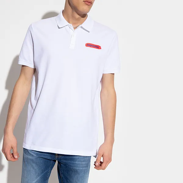 Áo Polo Nam Dsquared2 White With Red Logo Printed S74GL0073 S22743 100 Màu Trắng - Thời trang - Vua Hàng Hiệu